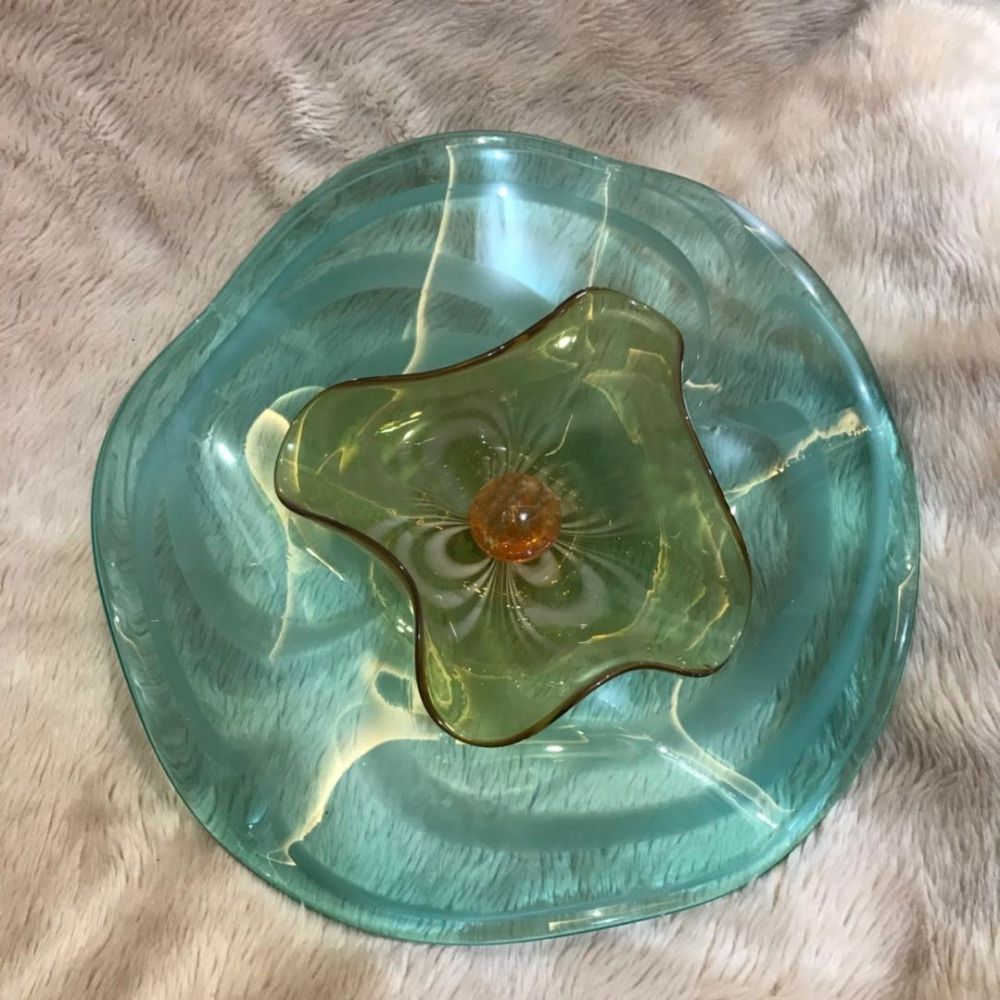 Glass Plate Wall Art Pertaining To Well Liked Lotus Flower Plates Chihuly Style Handmade Murano Glass Wall Plates (View 14 of 15)