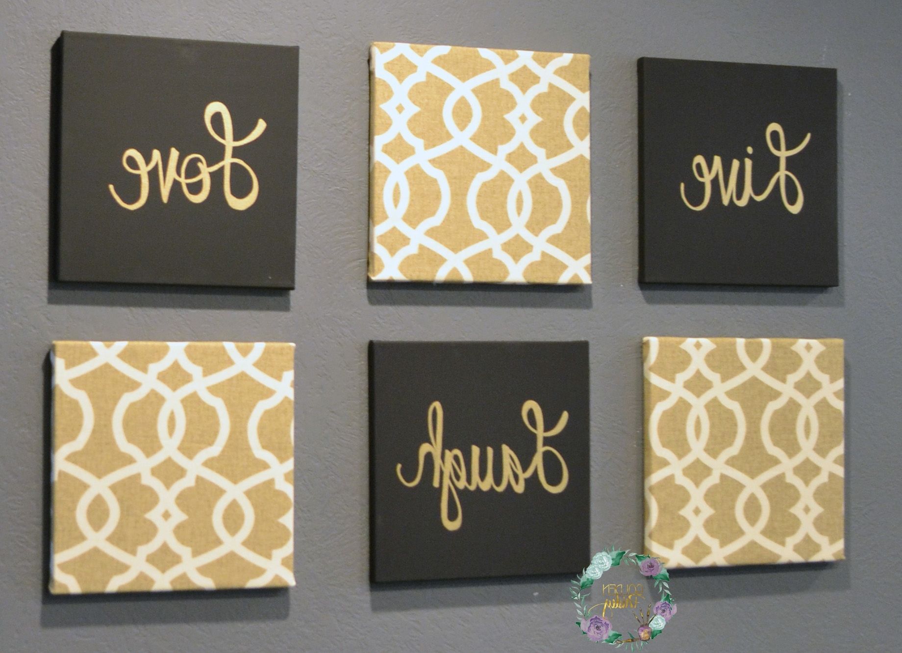 Gold Wall Art With Regard To Most Popular Black And Gold Eat Drink Be Merry Chic Wall Art Set (View 1 of 15)