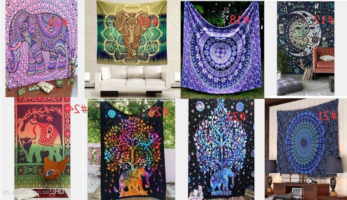 Hot Hippy Mandala Tapestry Bohemian Elephant Wall Hanging For 2018 Bohemian Wall Art (View 12 of 15)