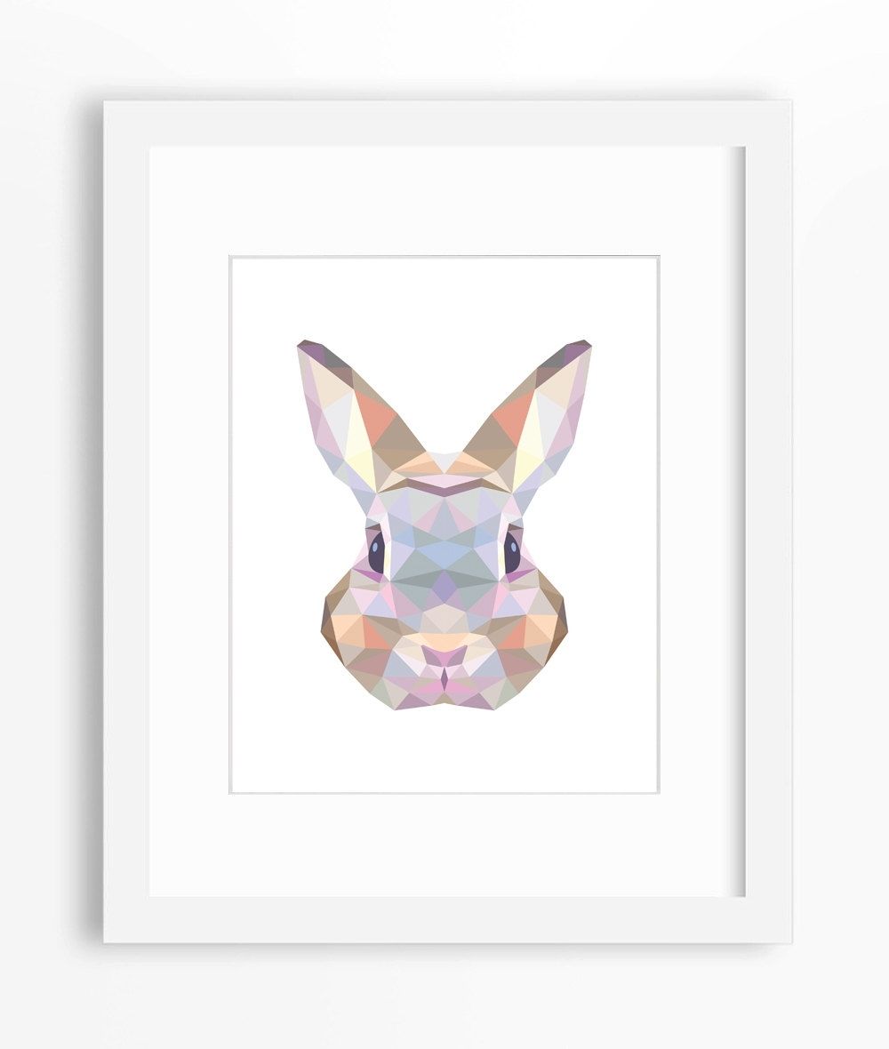 Latest Bunny Print Rabbit Art Bunny Wall Art Geometric Bunny, Bunny Wall Pertaining To Bunny Wall Art (View 11 of 15)