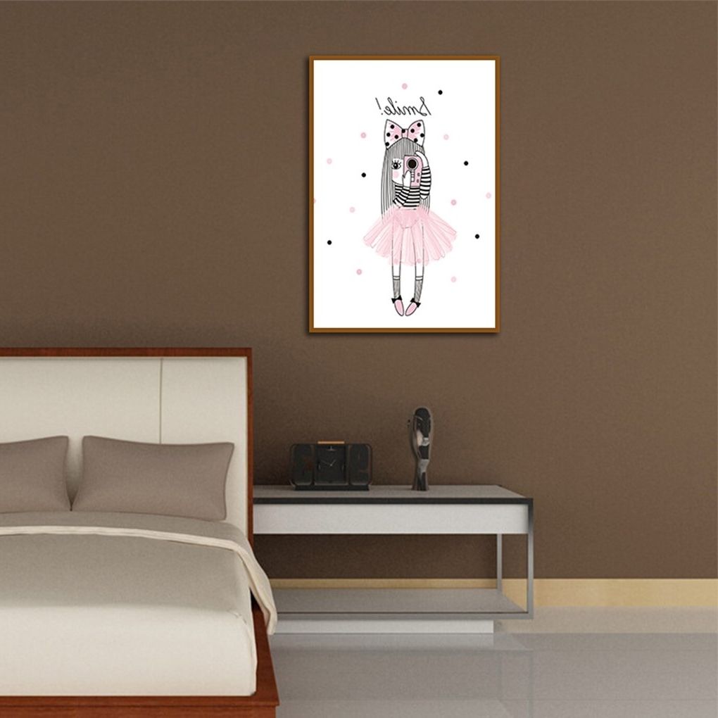 Latest Living Room Wall Art For Hot Sale Nordic Poster Cartoon Kids Pink Art Modern Posters Wall Art (Photo 11 of 15)