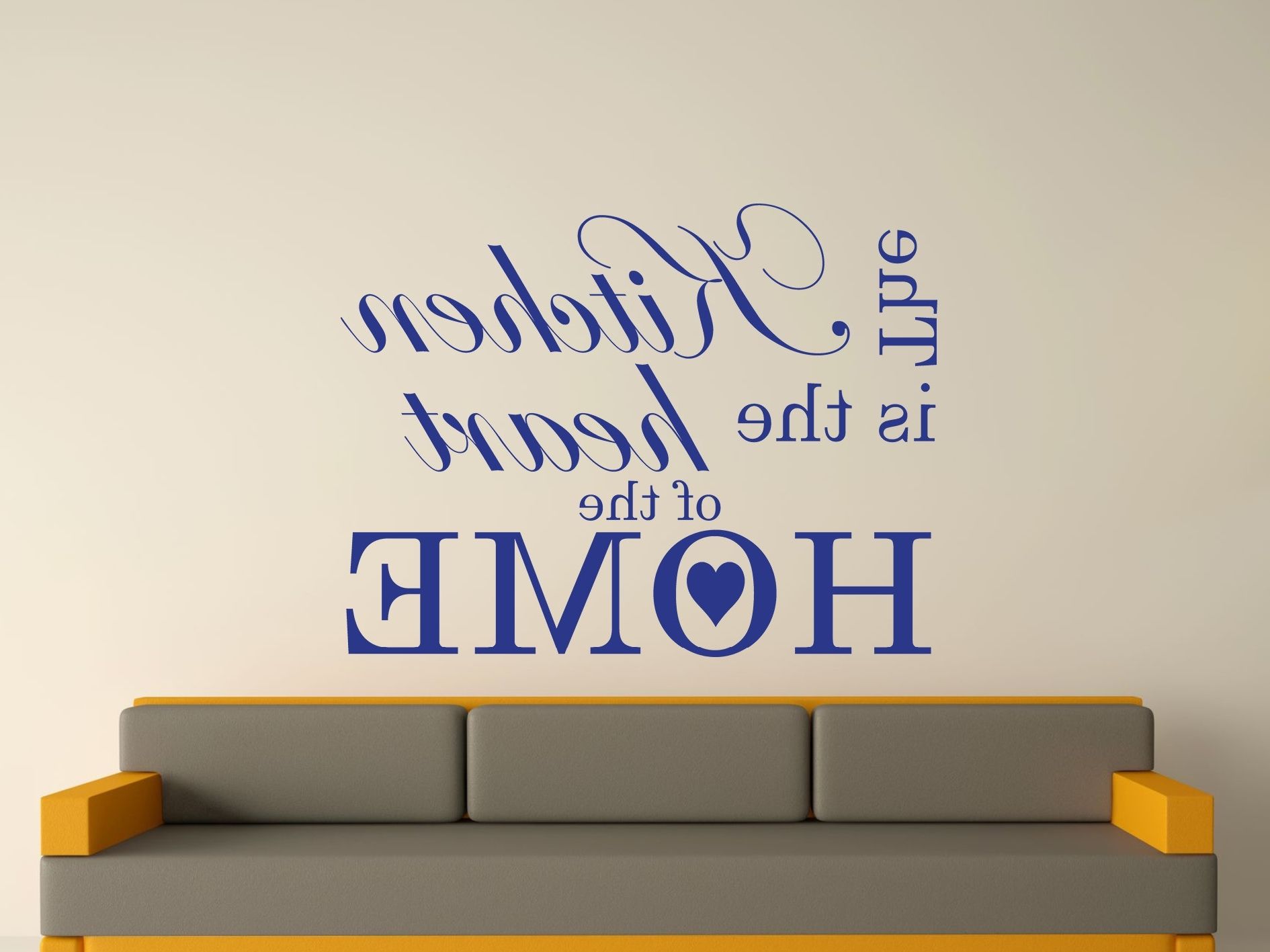 Latest The Kitchen Is The Heart Of The Home Wall Art Sticker Text 3 Sizes In Home Wall Art (View 10 of 15)