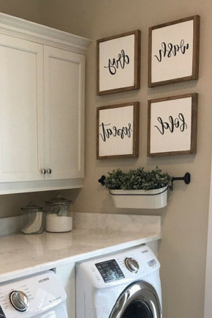 Laundry Room Wall Art Regarding Most Recent Set Of Four Farmhouse Wood Signs For Laundry Room/mudroom (View 13 of 15)