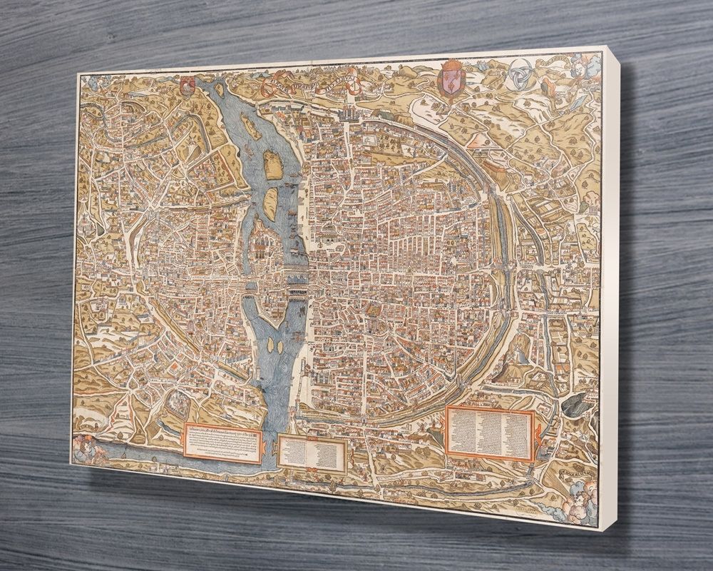 Map Of Paris Wall Art Regarding Most Recently Released Paris 1550 Map Canvas Wall Art Print (View 1 of 15)
