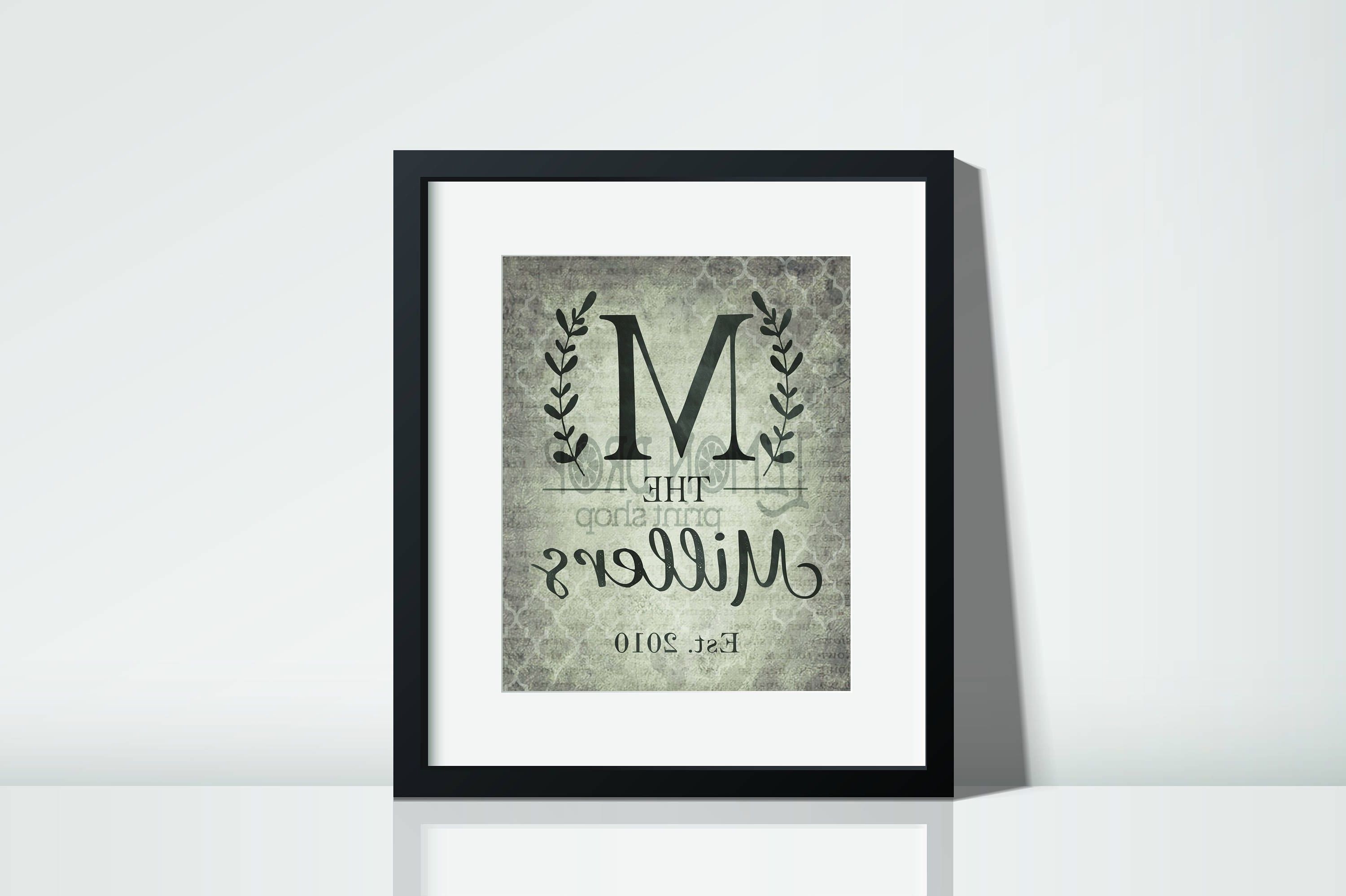 Monogram Wall Decor, Rustic Monogram, Last Name Wall Art, Farmhouse Inside Most Recently Released Monogram Wall Art (View 11 of 15)