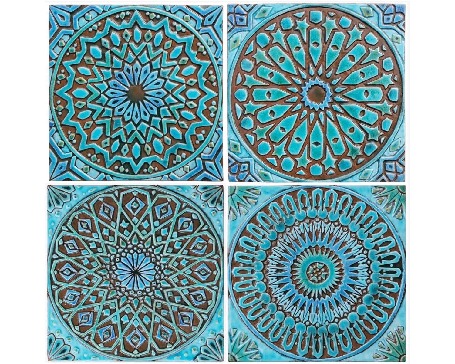 Moroccan Wall Art Within Most Recent Moroccan Decor, Set Of 4 Moroccan Tiles, Moroccan Wall Art, Outdoor (View 7 of 15)