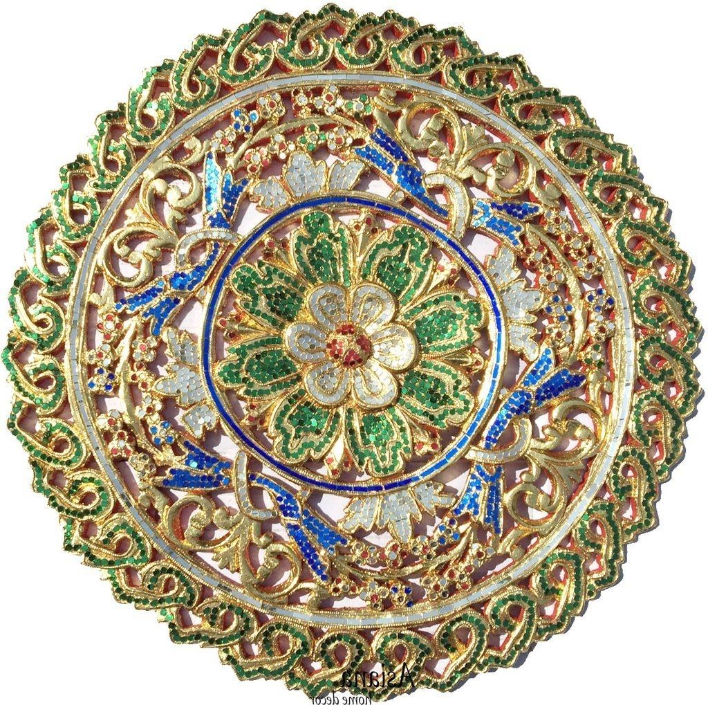 Mosaic Wall Art. Medallion Gold Carved Wood Wall Plaque Home Decor Pertaining To Well Known Wood Medallion Wall Art (Photo 15 of 15)