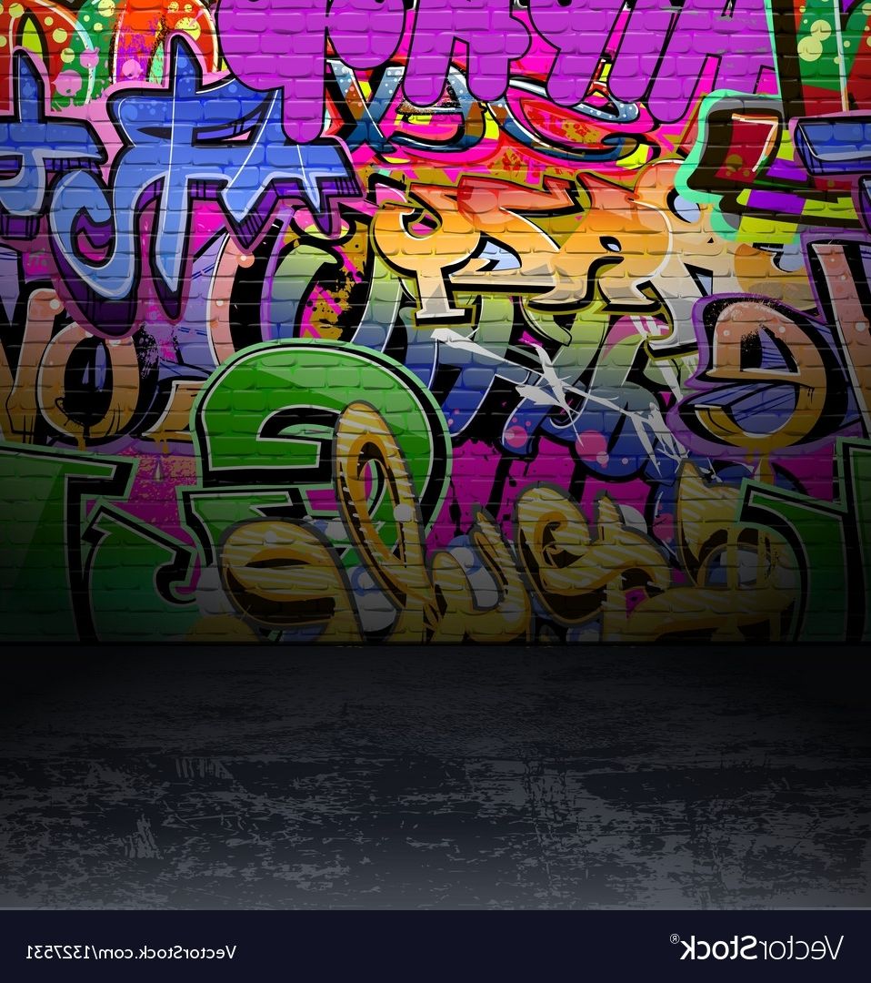 Most Current Graffiti Wall Art With Regard To Graffiti Wall Art Background Royalty Free Vector Image (View 3 of 15)