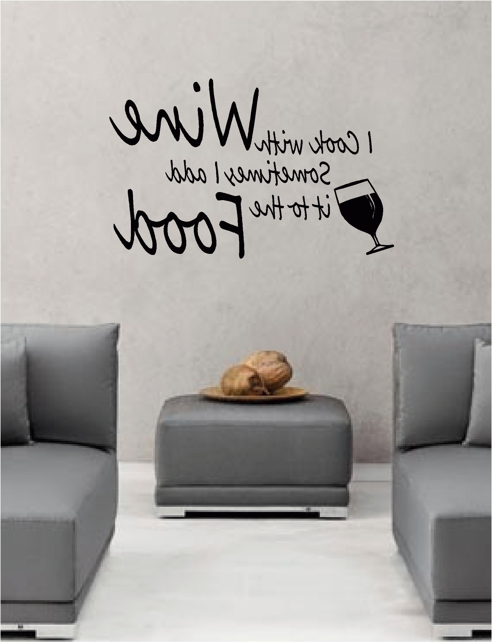 Most Current I Cook With Wine Wall Art Vinyl Lounge Kitchen Quote (View 12 of 15)