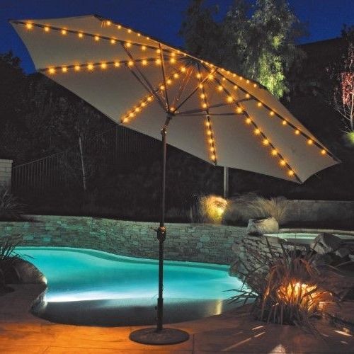 Most Current Sunbrella Patio Umbrella With Lights Intended For Galtech Sunbrella 11 Ft (View 14 of 15)