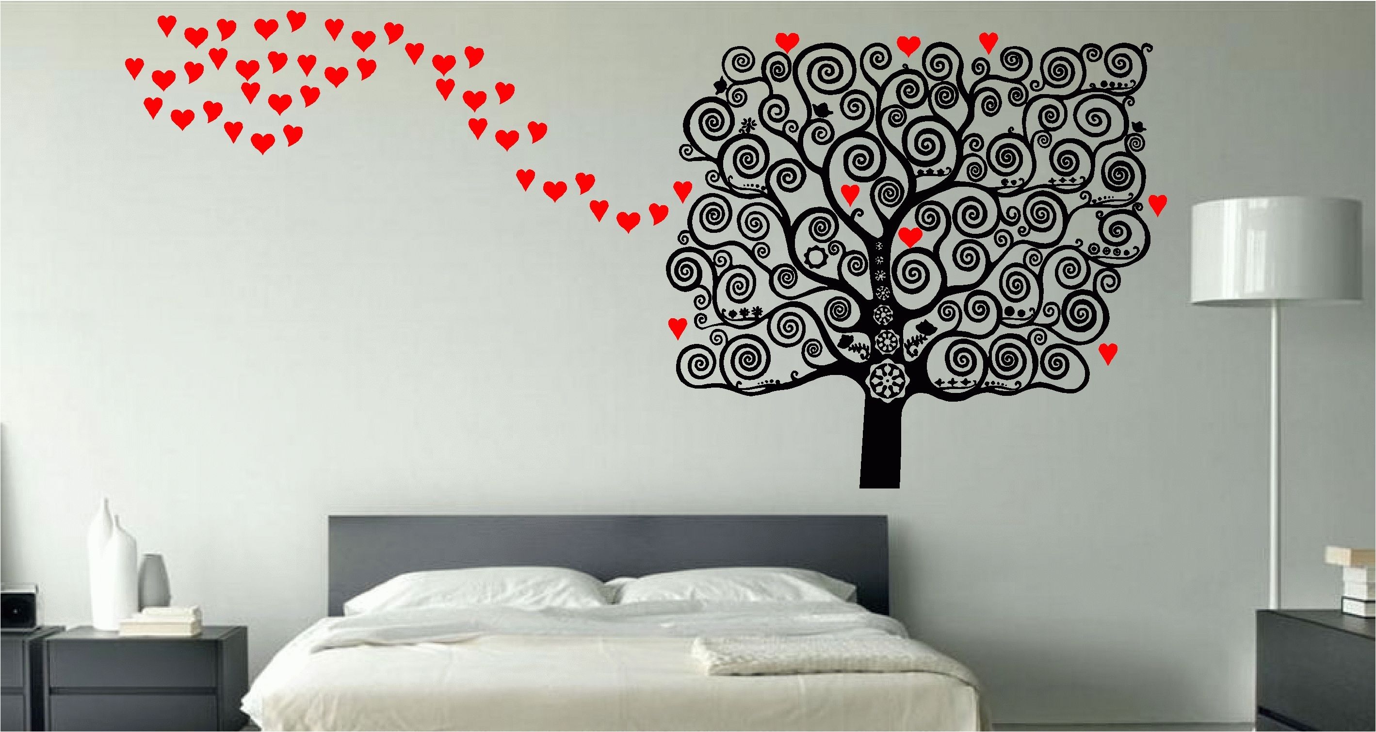 Most Current Wall Art For Bedroom With Regard To Stunning Love Heart Tree Wall Art Sticker Decal Bedroom Kitchen (View 2 of 15)
