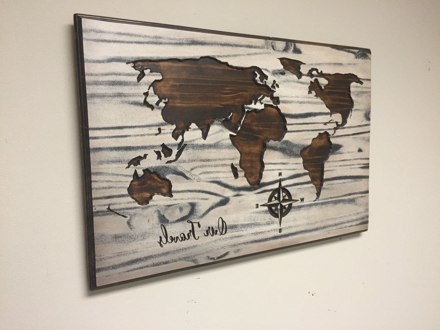 Most Popular Carved World Map Wall Art, Wooden World Map, Wood Decal, World Map With Wooden World Map Wall Art (View 4 of 15)