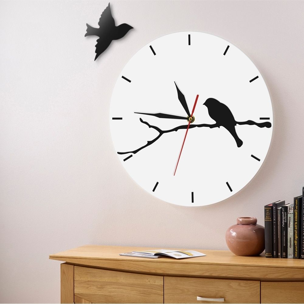 Most Recent Bird Wall Art In 1piece Flying Bird Wall Clock Animal Decorative Art Clock Wall Art (View 14 of 15)