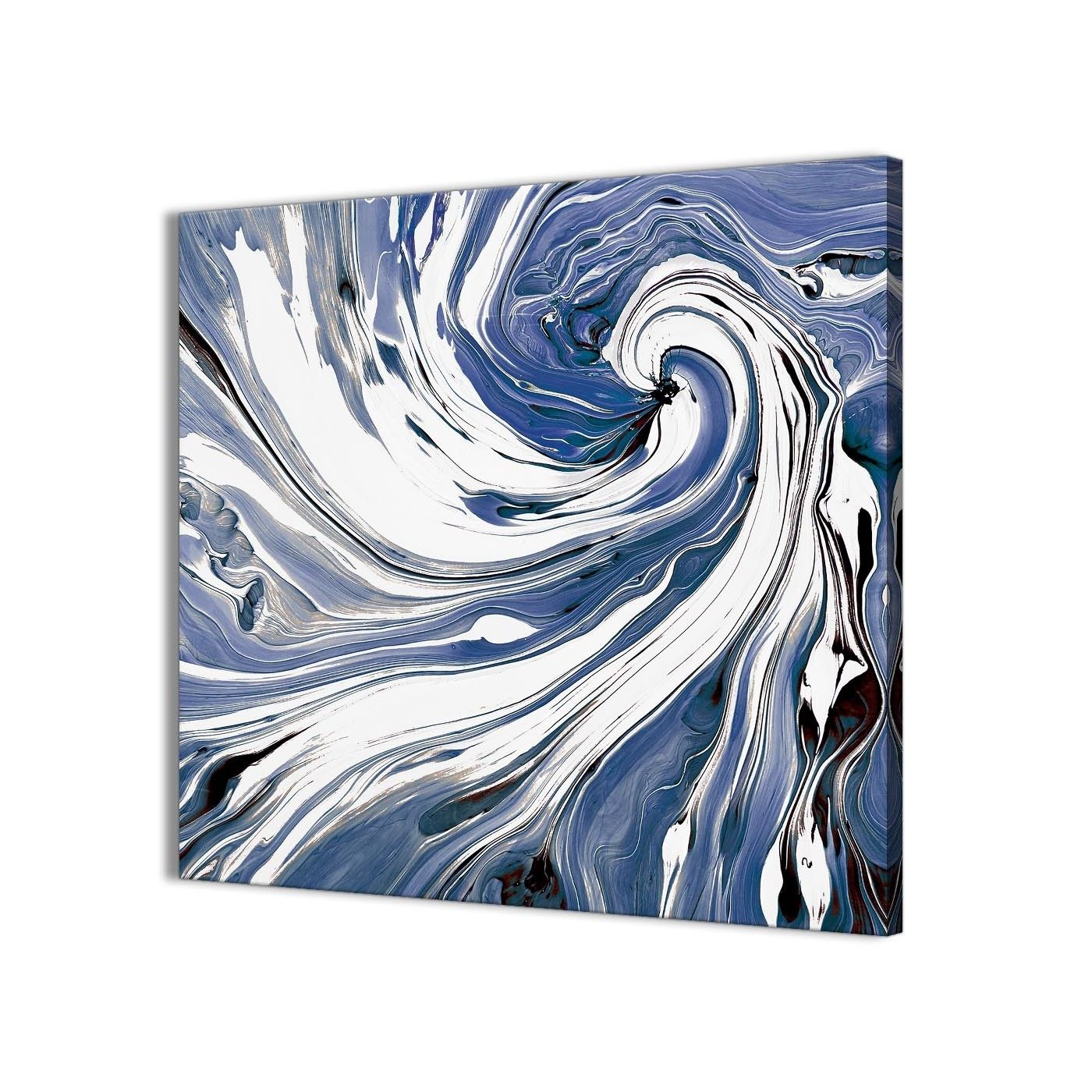 Most Recently Released Indigo Blue White Swirls Modern Abstract Canvas Wall Art – 64Cm Pertaining To Abstract Wall Art (View 11 of 15)