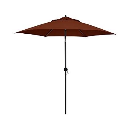 Most Recently Released Jewel Patio Umbrellas Throughout Amazon : Astella 9' Rd Crank Open Tilting Market Umbrella, Brick (View 14 of 15)