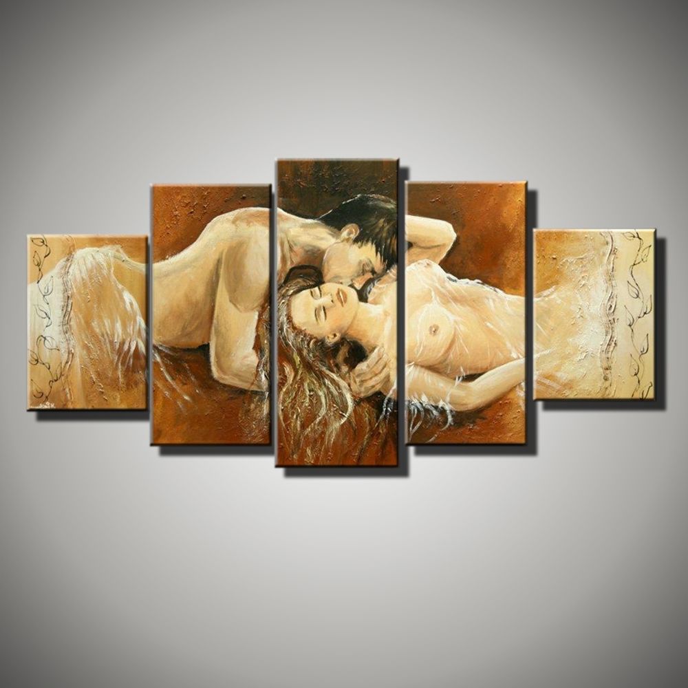 Most Up To Date 5 Piece Canvas Wall Art In 5 Piece Canvas Wall Art Modern Abstract Sexy Love Hand Painted (Photo 5 of 15)