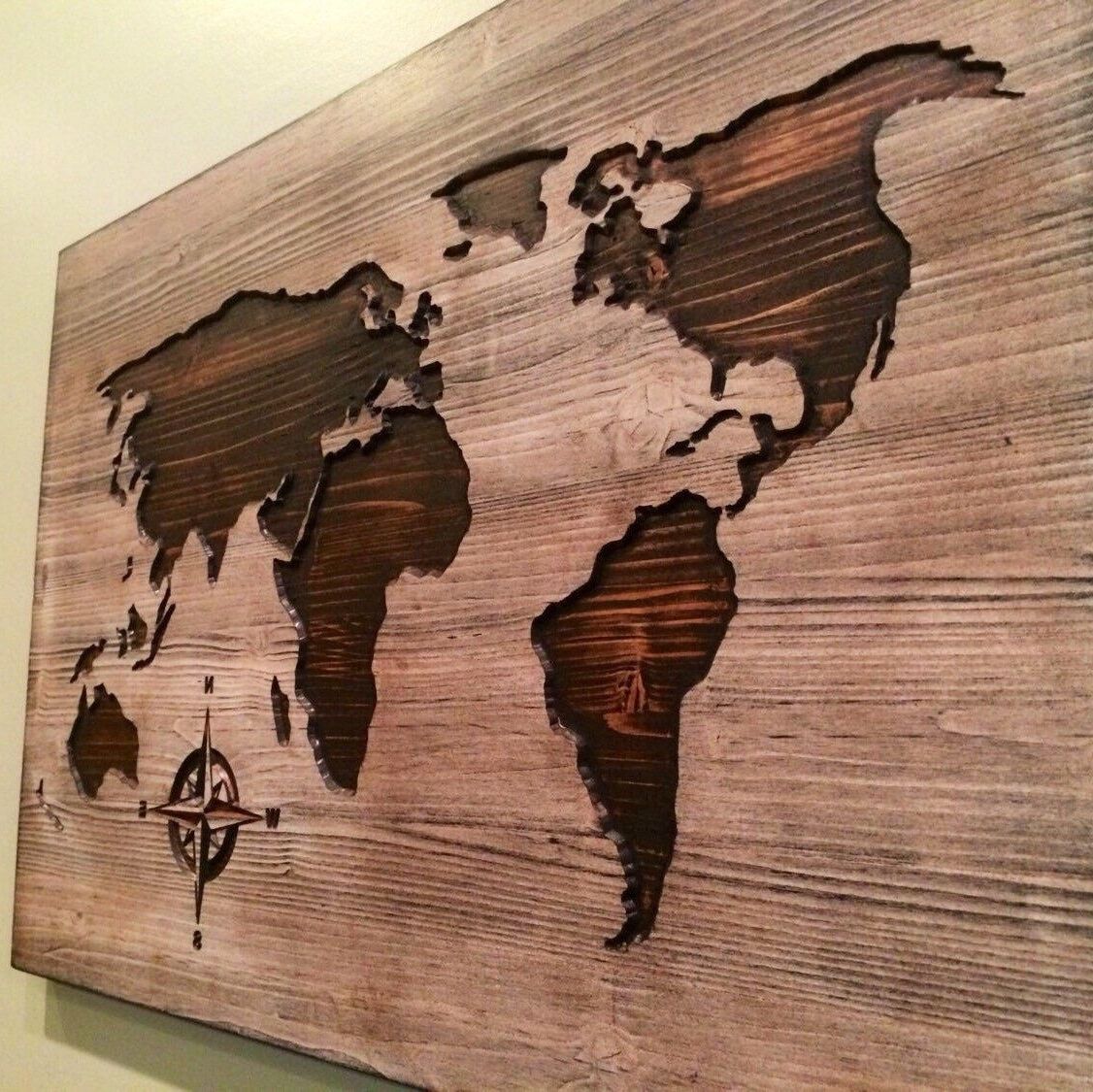 Most Up To Date Wood Map Wall Art With Oh, The Places You Will Go! Large, Carved World Map Wall Decor (View 5 of 15)