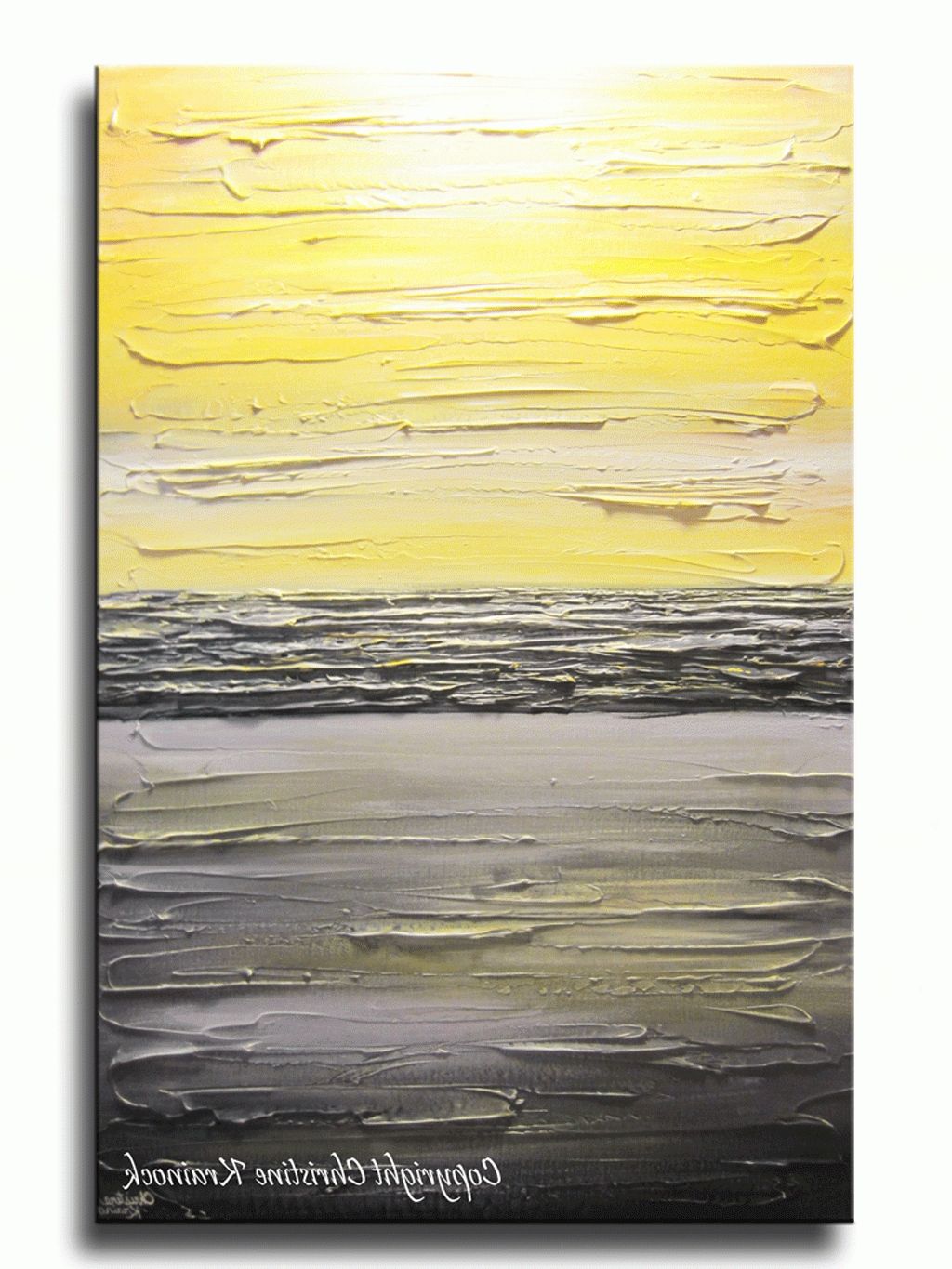 Most Up To Date Yellow And Gray Wall Art For Original Art Abstract Painting Yellow Grey Modern Textured Coastal (View 5 of 15)