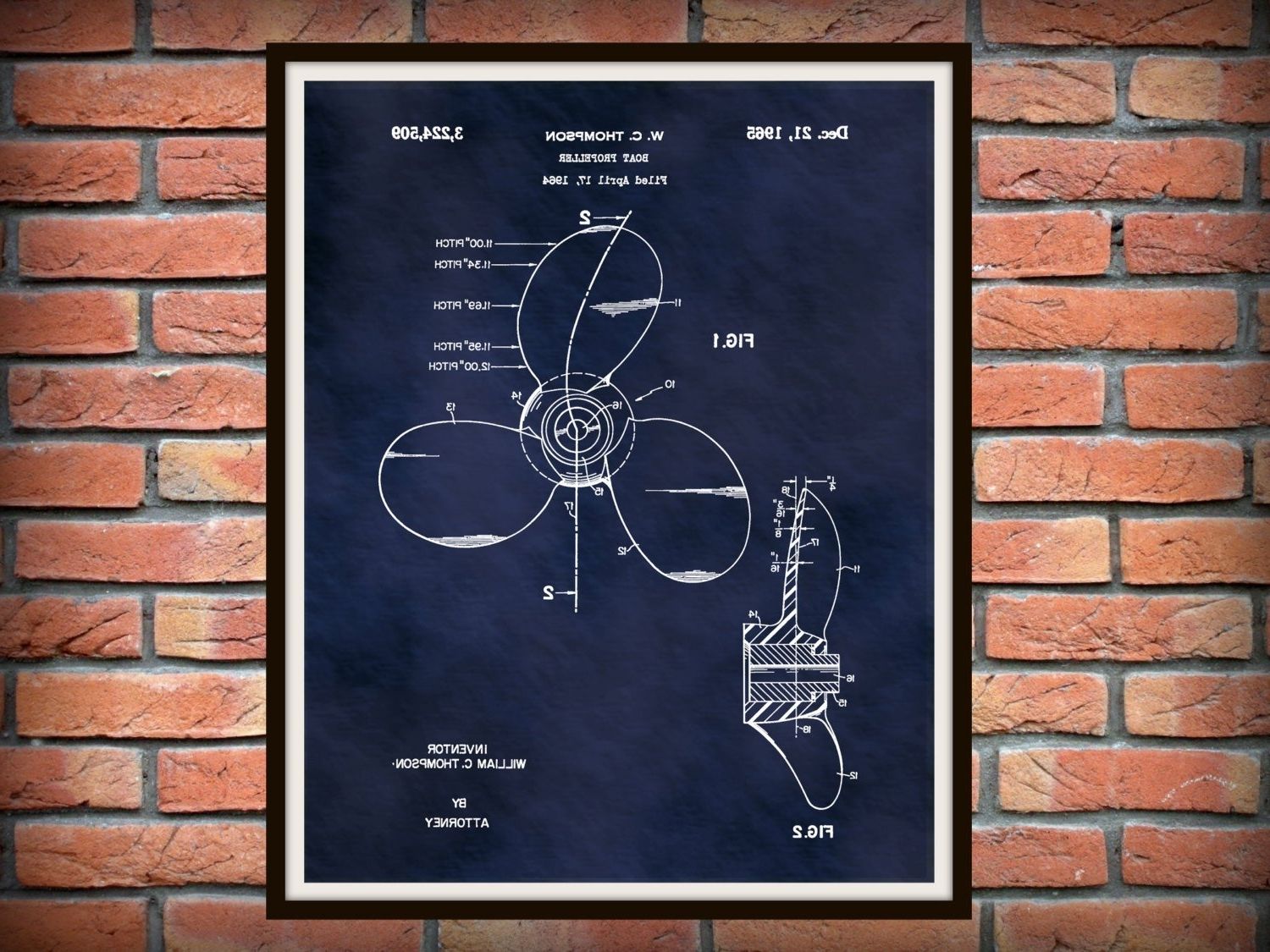 Nautical Wall Art With Preferred Patent 1965 Boat Propeller – Art Print Poster – Boat – Ship (Photo 12 of 15)