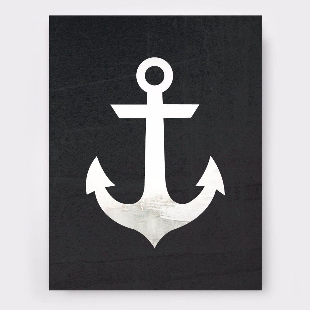New Anchor Canvas Oil Painting Black And White Scandinavian Wall Art Throughout Well Known Anchor Wall Art (View 7 of 15)