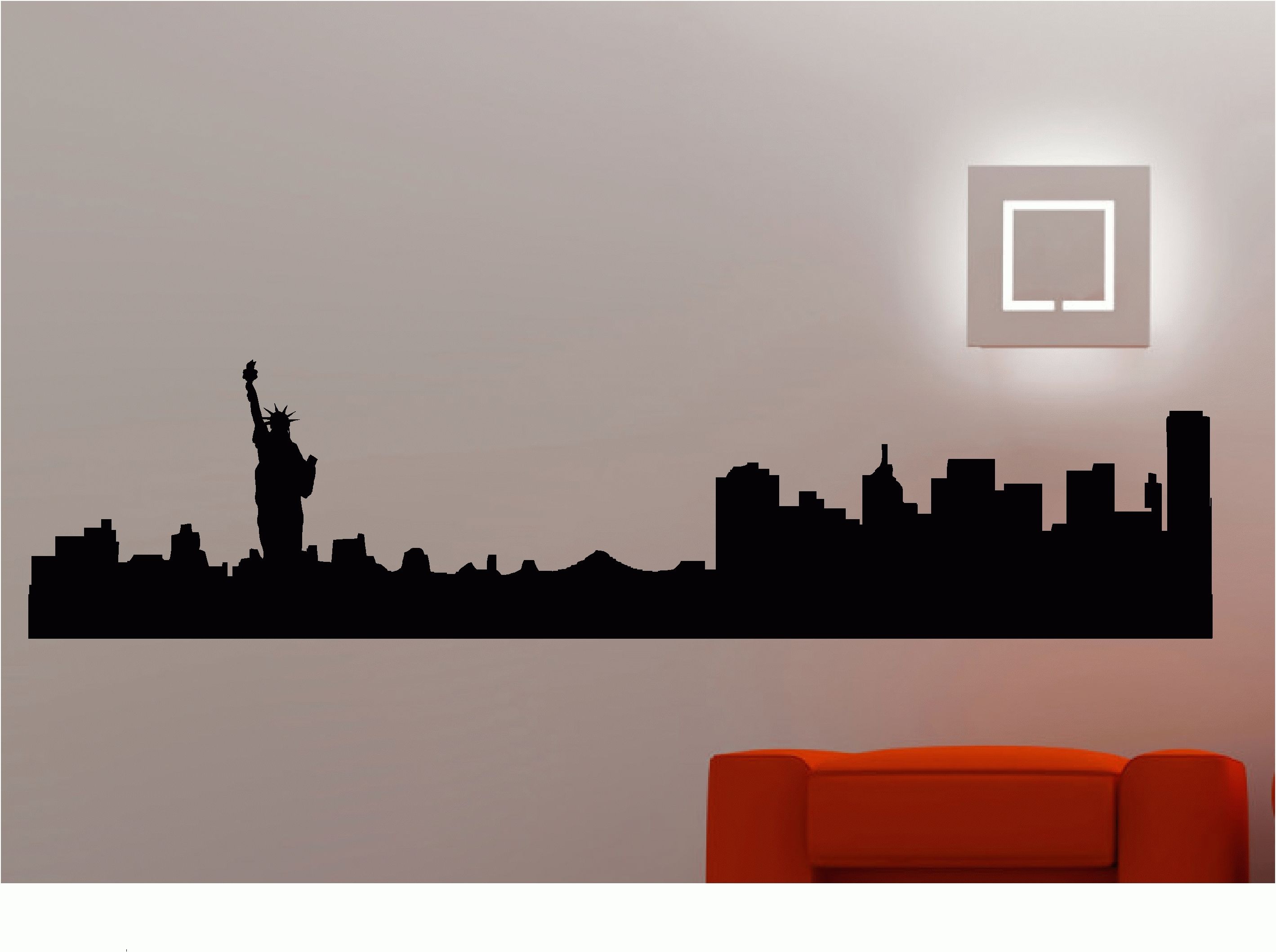 New York City Wall Art Inside Famous New York City Skyline Wall Stickers / Wall Decals Vinyl Art Decals (View 7 of 15)