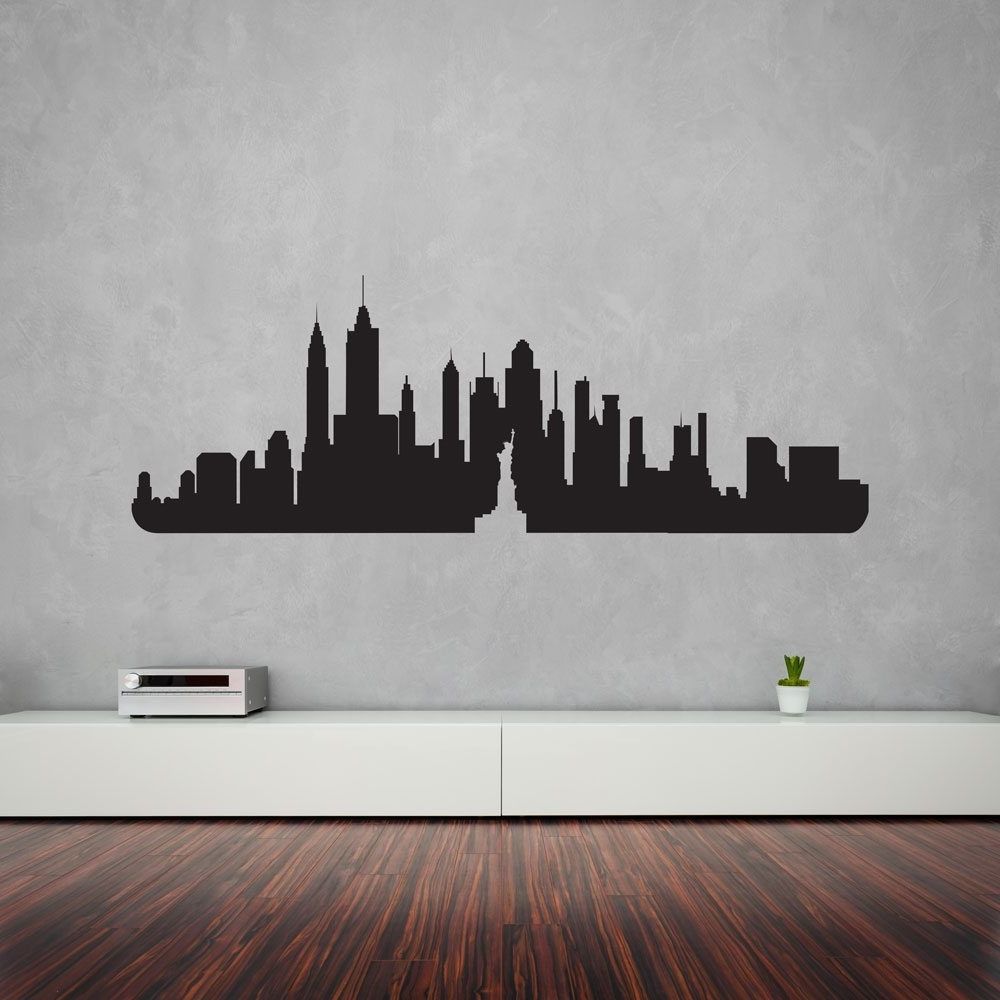 New York City Wall Art Throughout Trendy New York City Skyline Vinyl Wall Art Decal (View 1 of 15)