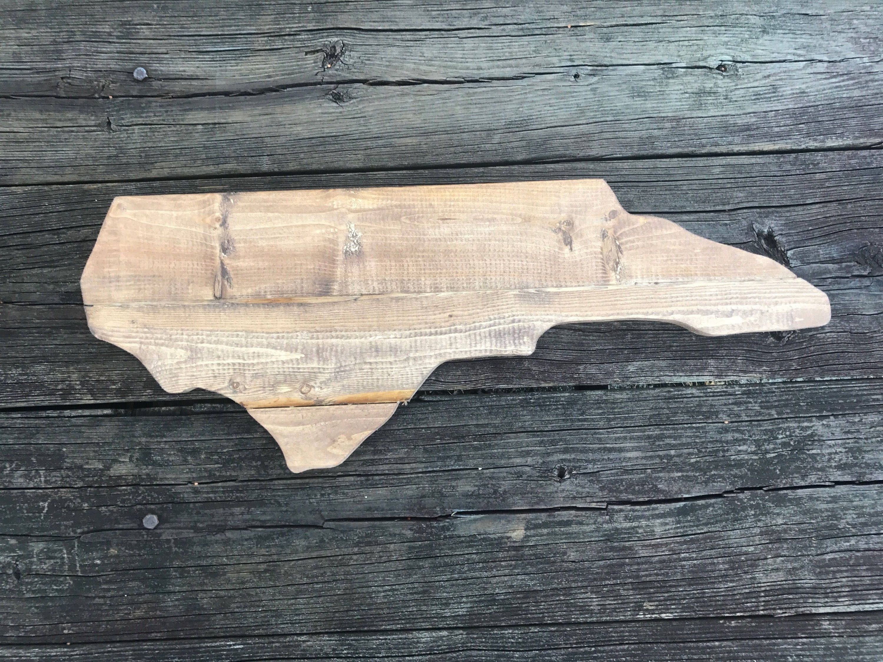 North Carolina Wooden Nc Cutout Sign With Provincial Brown Stain For Well Known North Carolina Wall Art (View 10 of 15)