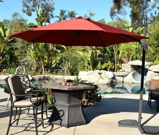 Offset Patio Umbrella – Rust Red 10' Cantileverquality Patio Inside Most Current Hanging Offset Patio Umbrellas (View 15 of 15)