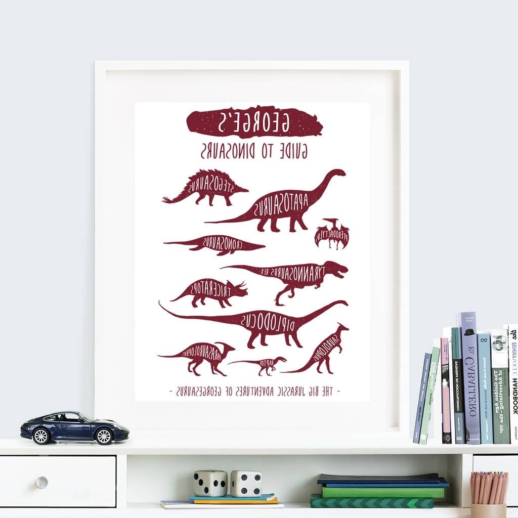 Personalised 'guide To Dinosaurs' Wall Art Printthe Little Regarding Newest Dinosaur Wall Art (Photo 1 of 15)