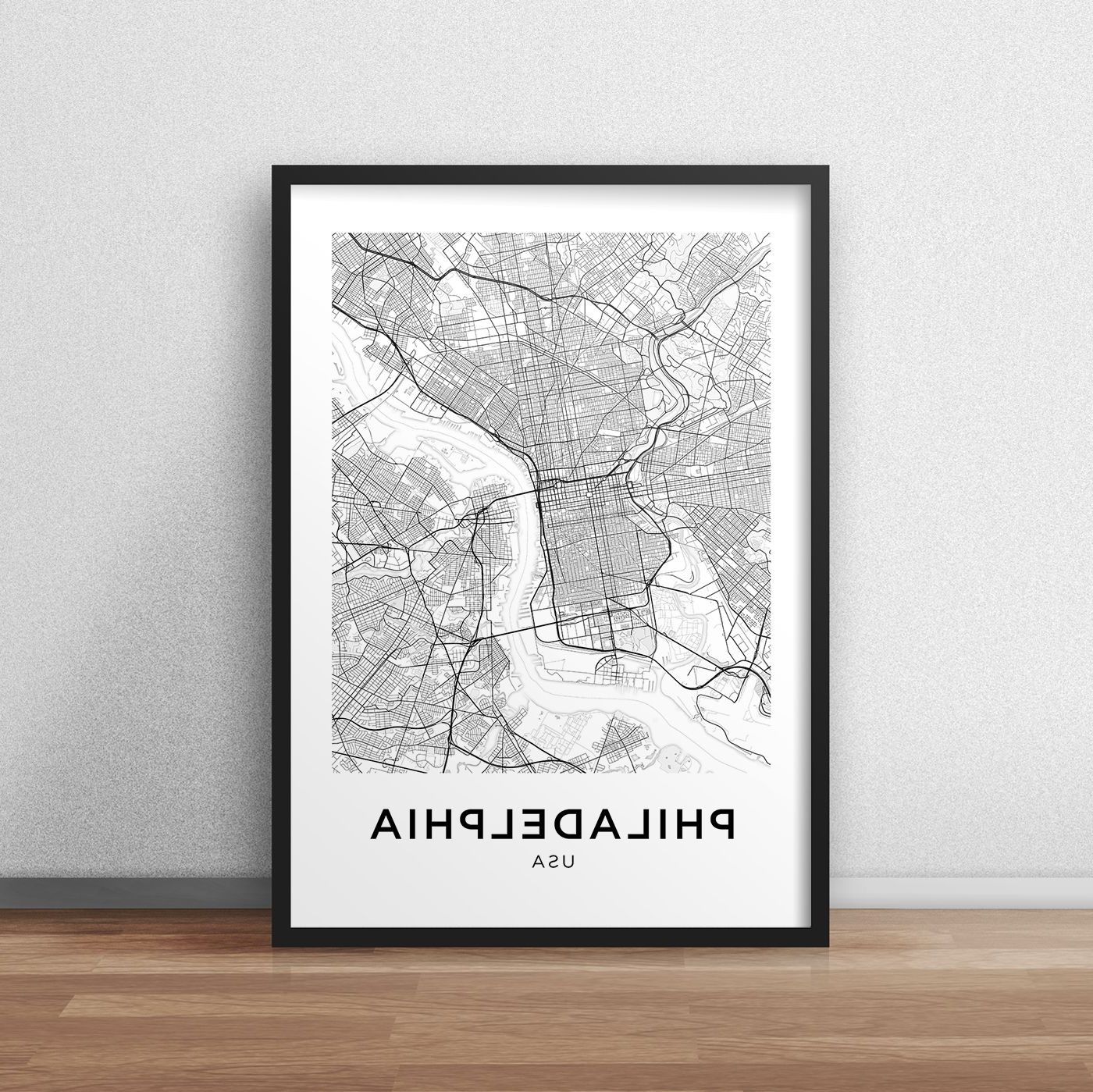 Philadelphia Map Print Printable Philadelphia Map Philadelphia Within 2018 Philadelphia Map Wall Art (View 1 of 15)
