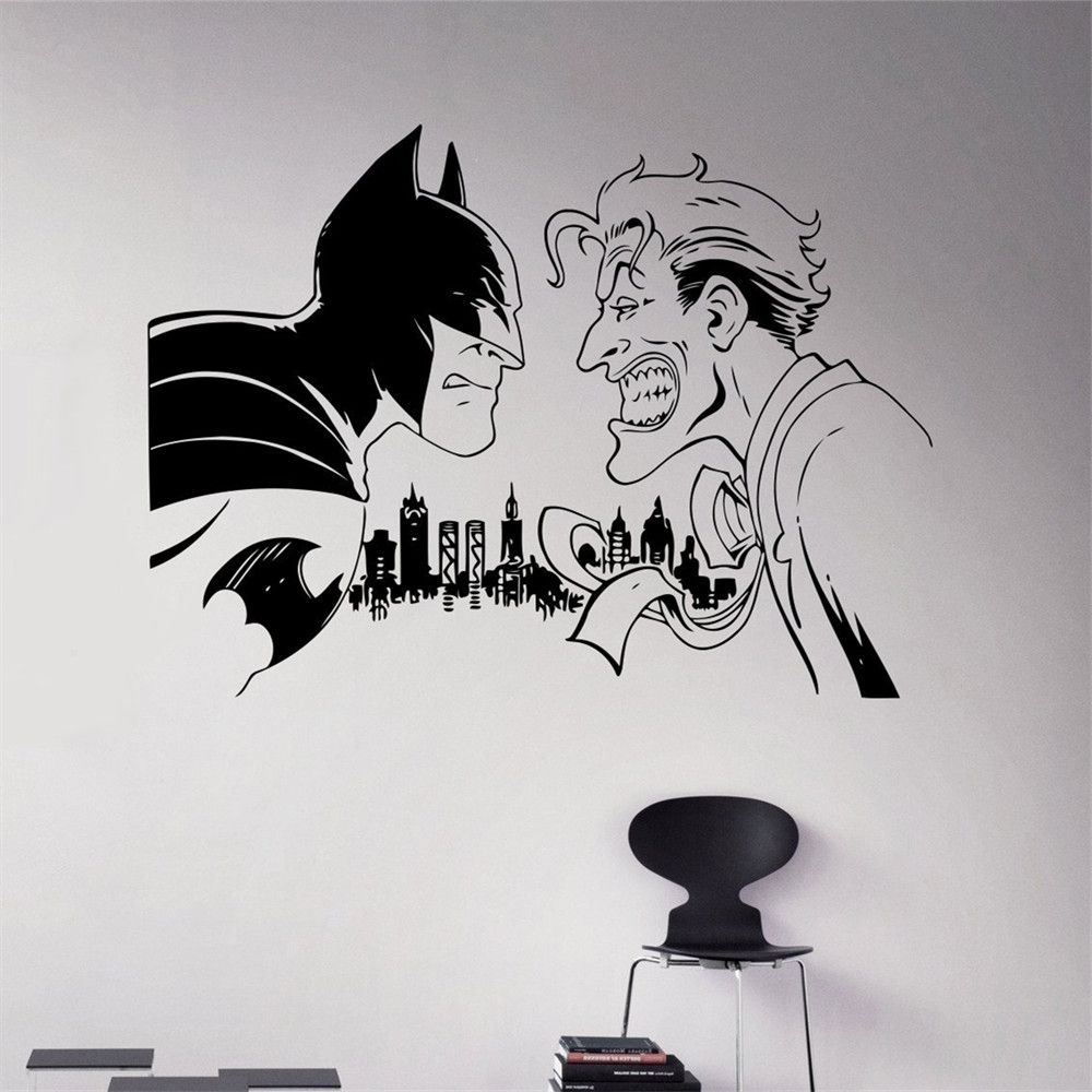 Popular Batman Vs Joker Wall Decal Comics Superhero Vinyl Sticker Custom Inside Joker Wall Art (View 12 of 15)
