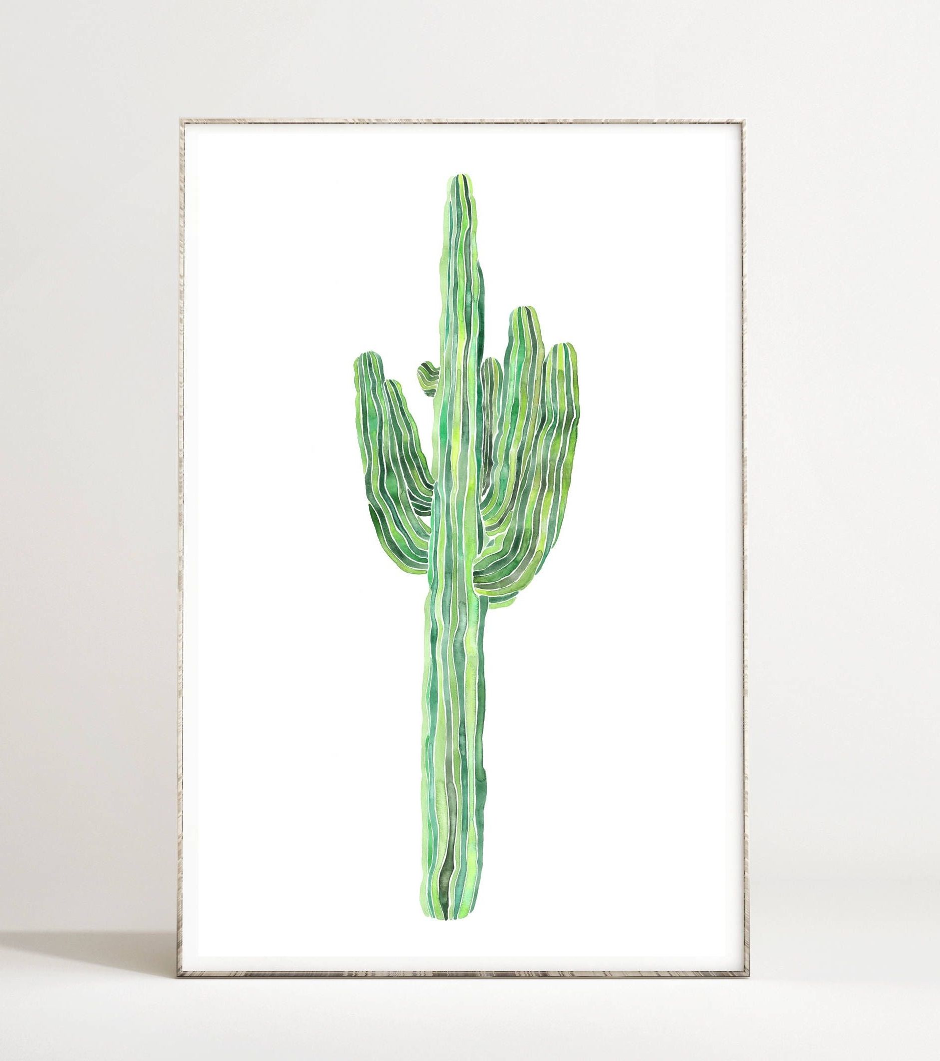Popular Cacti Print, Cactus Wall Art, Saguaro White Background, Minimalist With Regard To Cactus Wall Art (Photo 15 of 15)