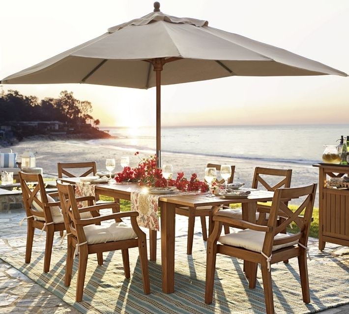 Popular Nice Patio Umbrella Table With Magnificent Outdoor Dining Set With With Regard To Patio Dining Umbrellas (View 1 of 15)