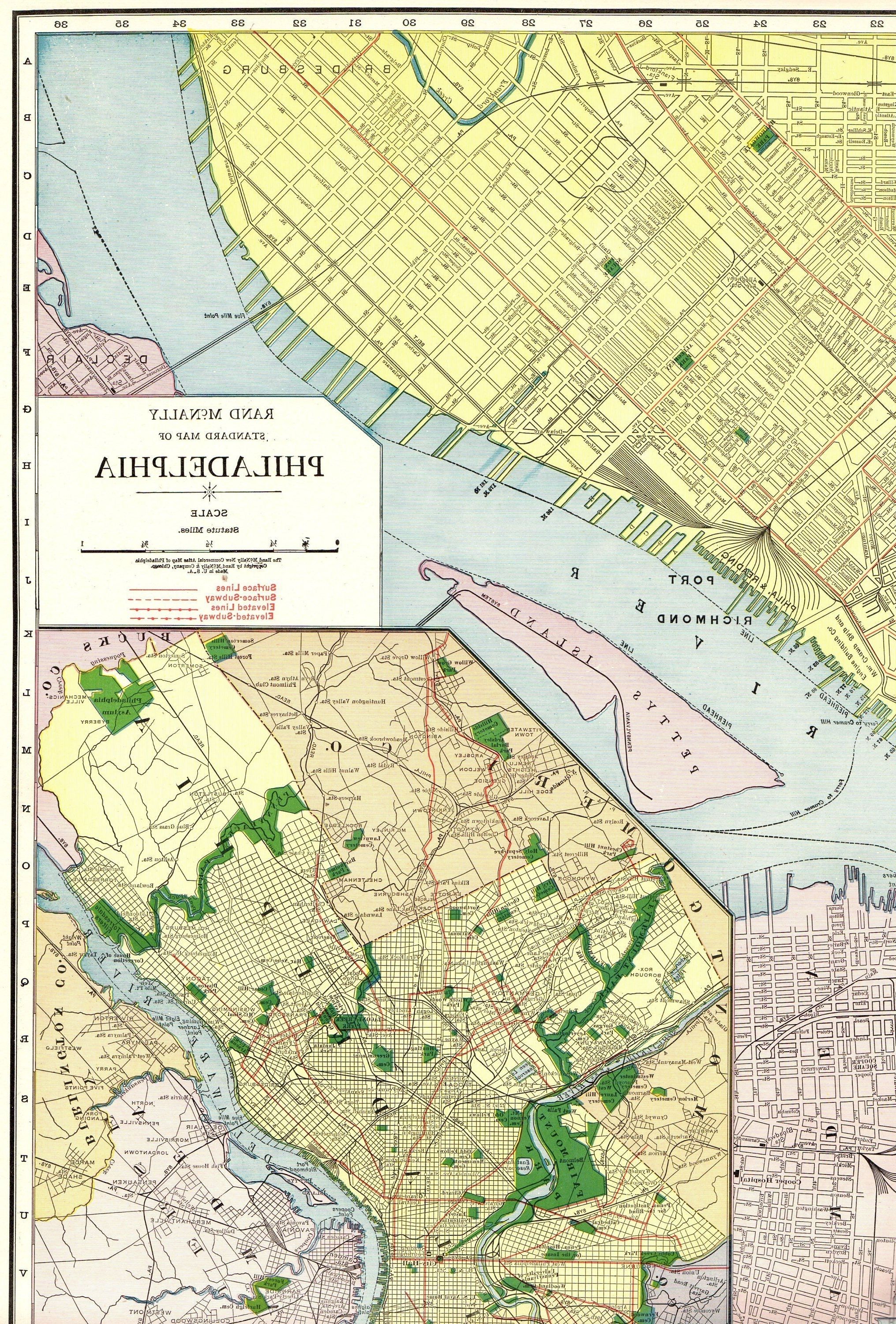 Preferred 1924 Antique Rare Size Philadelphia Map Of Philadelphia City Map Throughout Philadelphia Map Wall Art (View 14 of 15)