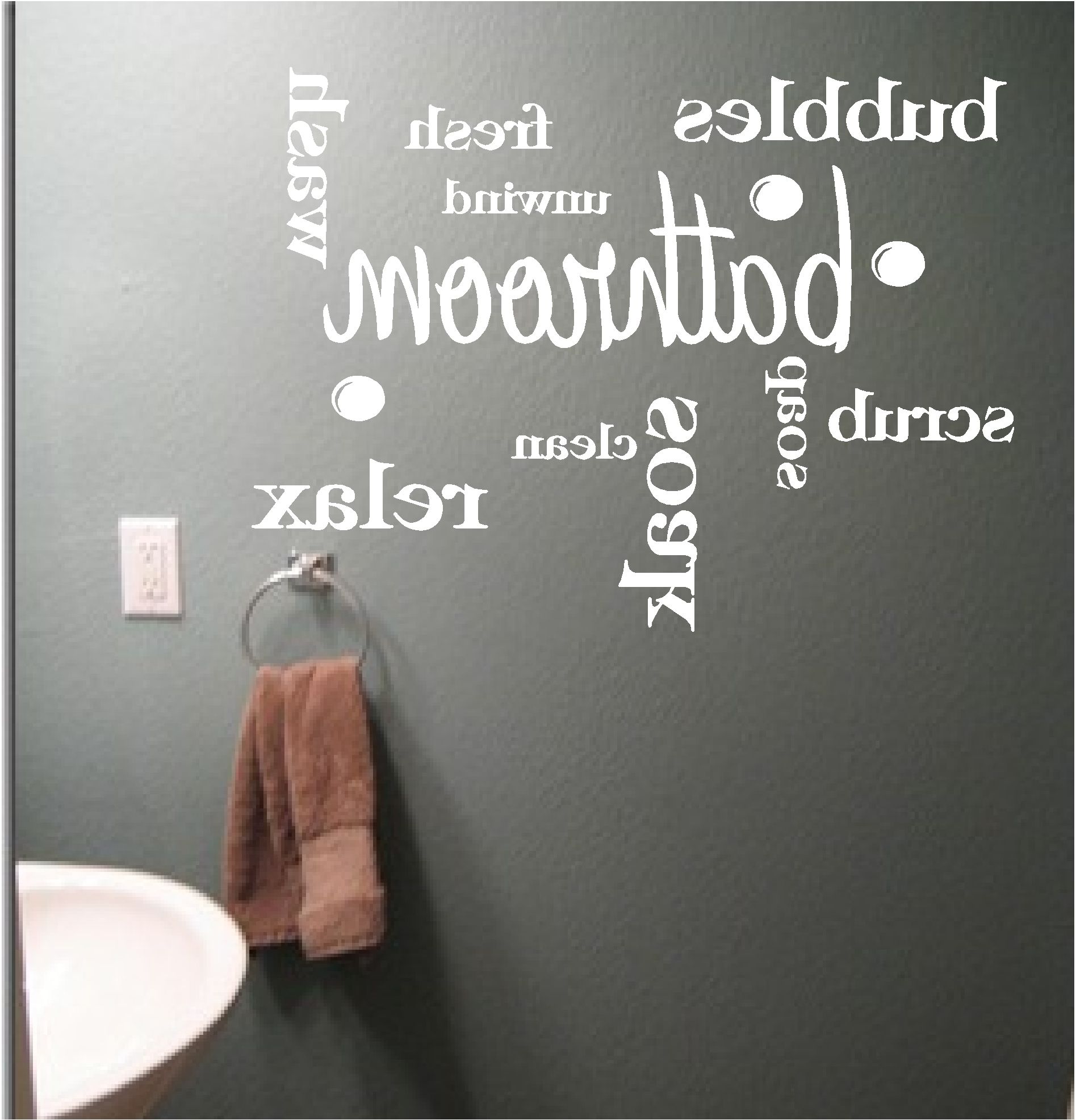 Preferred Bathroom Wall Art Inside Bathroom Word Cloud Vinyl Wall Art Quote Sticker Wash Words Bath (View 11 of 15)