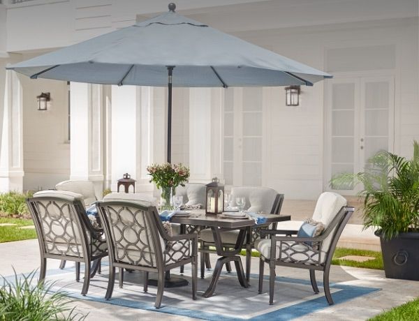 Preferred Patio Dining Sets With Umbrellas Pertaining To Outdoor Dining Furniture At The Home Depot (View 1 of 15)