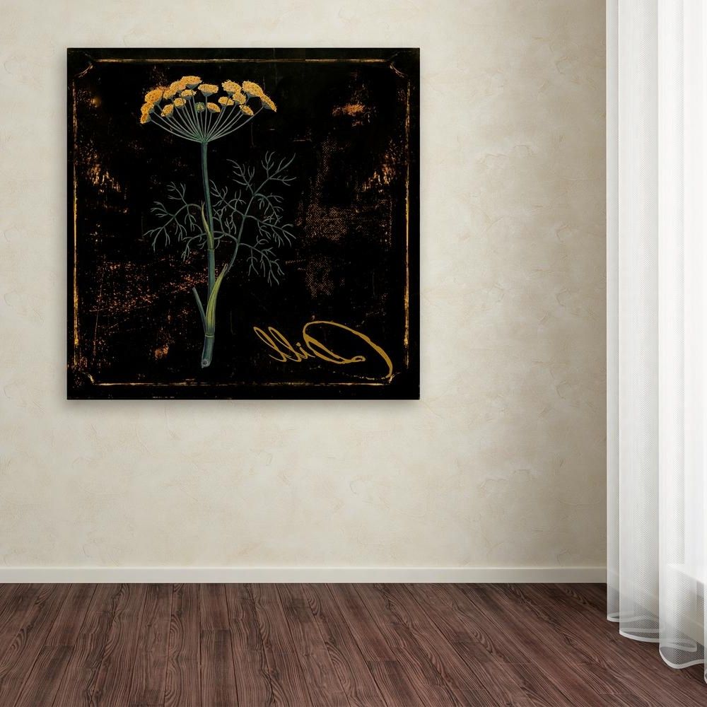 Recent Trademark Fine Art 35 In. X 35 In. "black Gold Herbs I"color For Black And Gold Wall Art (Photo 9 of 15)