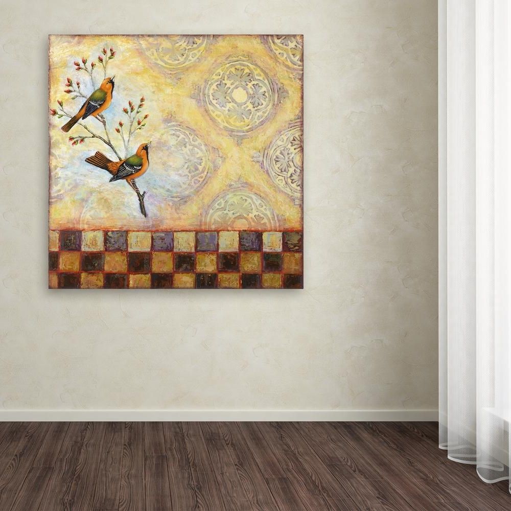 Trademark Fine Art 24 In. X 24 In. "birds And Tiles"rachel For Famous Tile Canvas Wall Art (Photo 2 of 15)