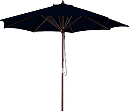 Trendy Black Patio Umbrellas With Regard To Amazon : Jordan Manufacturing Wood Market Umbrella Black : Patio (View 1 of 15)
