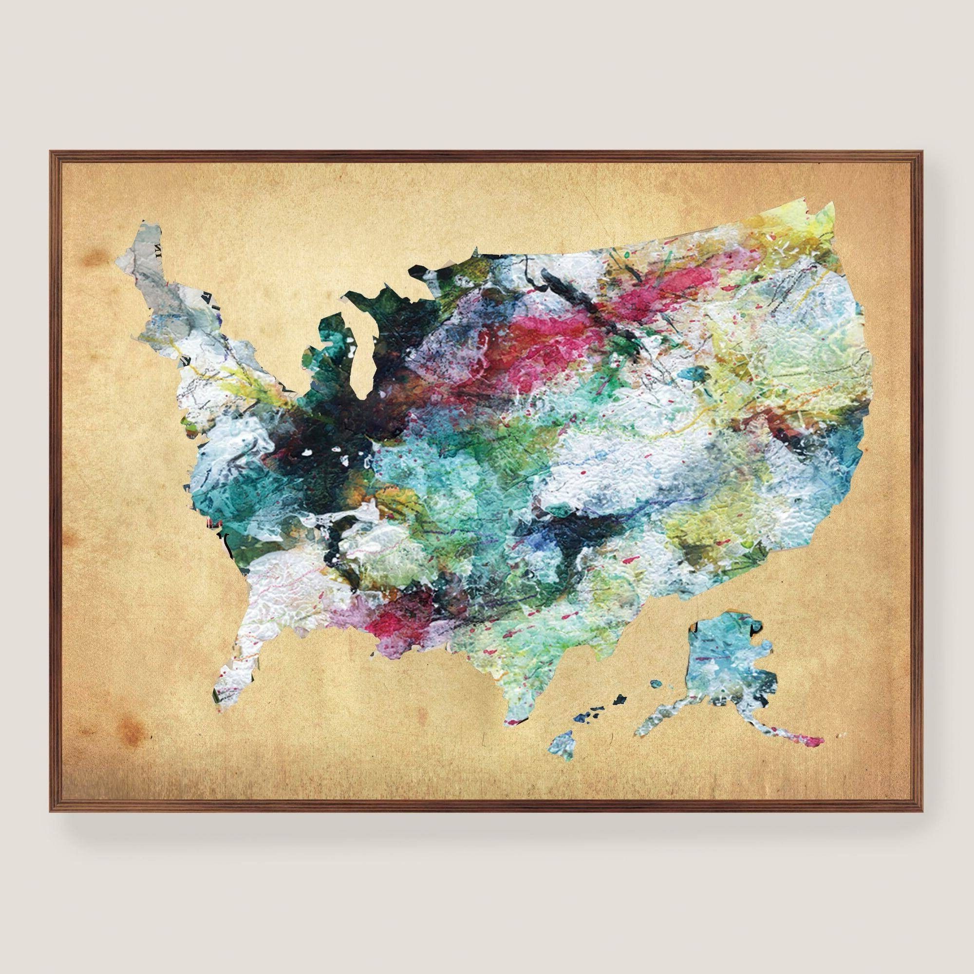 Usa Map Wall Art Intended For Famous Wooden Wall Hanging Map Of Us Wooden Usa Map Wall Art Delightful (Photo 12 of 15)