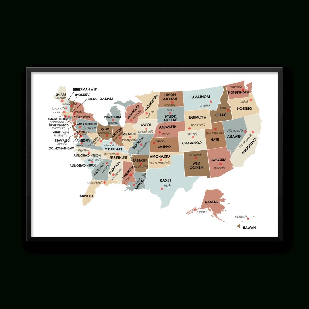Usa Map Wall Art Pertaining To Well Liked Usa Map With State Capitals Wall Art Print (Photo 10 of 15)