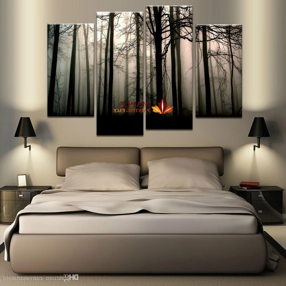 Well Known 2018 4 Panel Large Canvas Art Modern Abstract Hd Canvas Print Home In Large Wall Art (Photo 1 of 15)