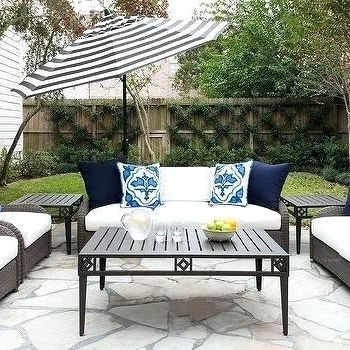 Well Known Black And White Patio Umbrella Gray Wicker Outdoor Sofa With Black Throughout Black And White Patio Umbrellas (View 11 of 15)