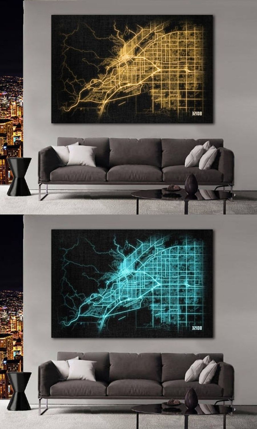 Well Known €6.23 Idaho Night Lights Map Large Horizontal Wall Art Map Wallart In Horizontal Wall Art (Photo 8 of 15)