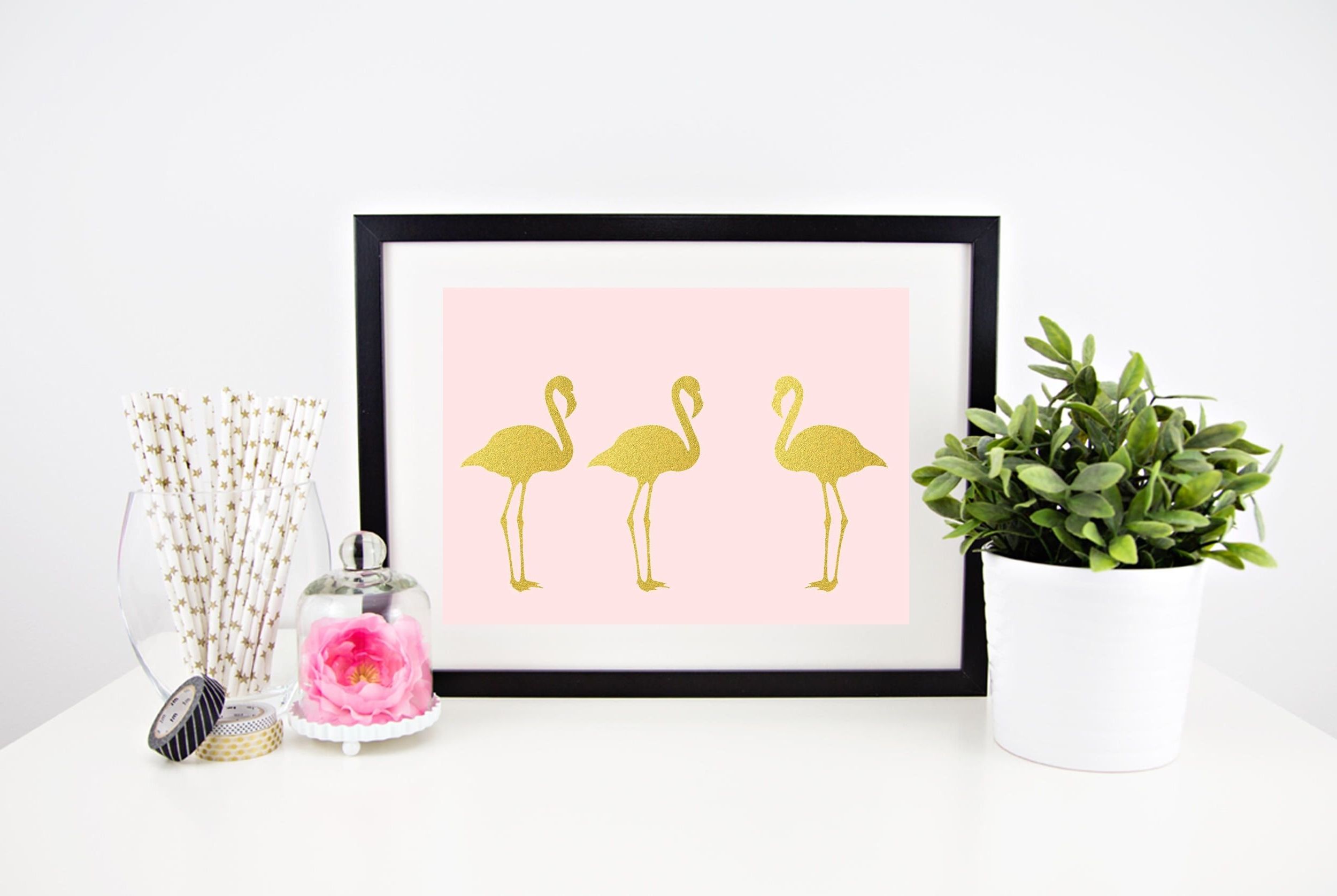 Well Known Flamingo Print, Pink Tropical Wall Art, Rose Gold Flamingo Poster Inside Tropical Wall Art (View 6 of 15)