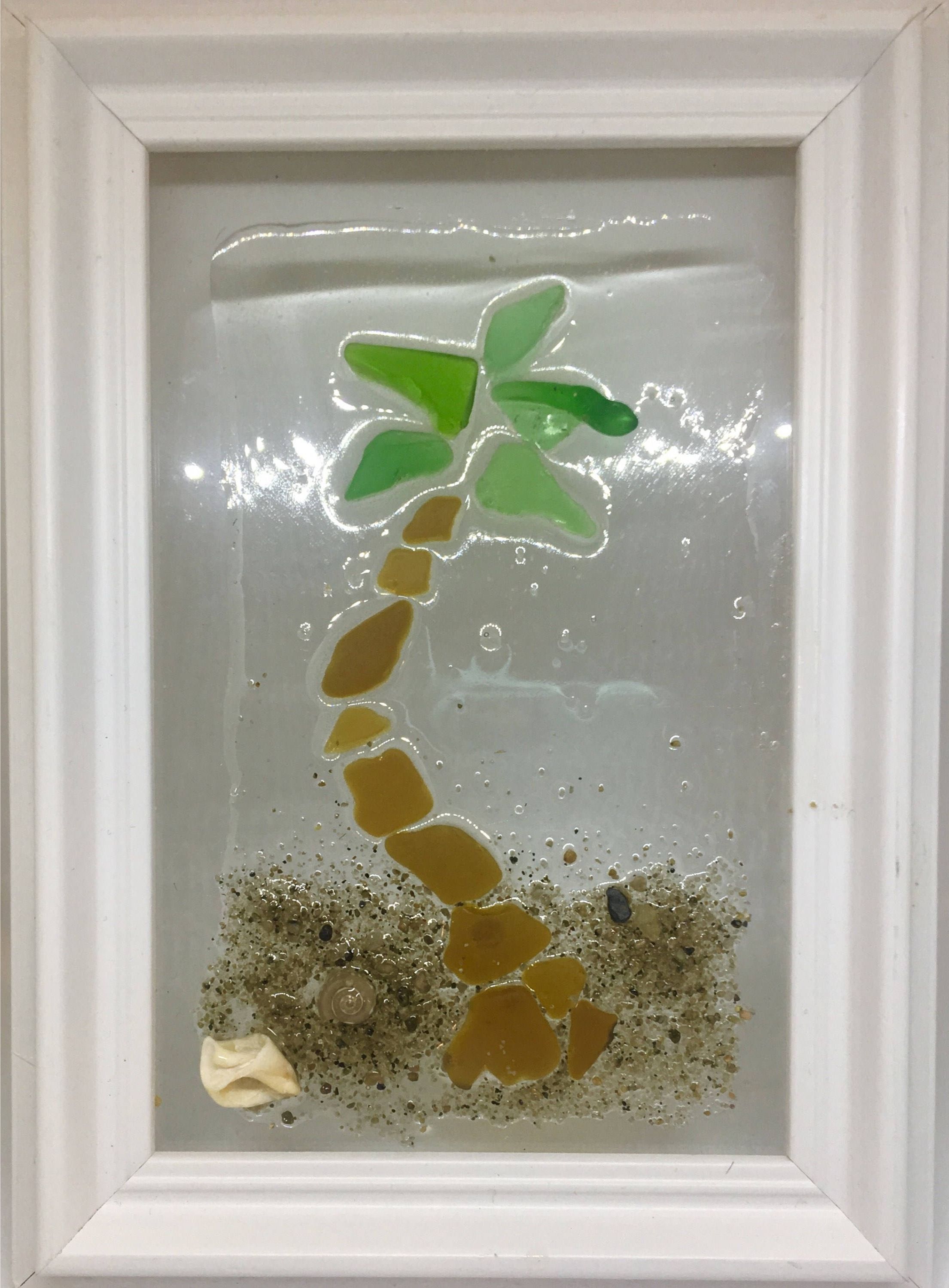 Well Known Sea Glass Wall Art With Regard To Sea Glass Wall Art: Palm Tree Design Made From Genuine Sea Glass 4X (View 2 of 15)