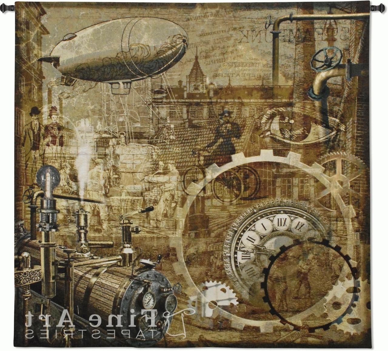 Well Known Steampunk Tapestry Wall Hanging – Art Reproduction, H51" X W53" Regarding Steampunk Wall Art (Photo 7 of 15)