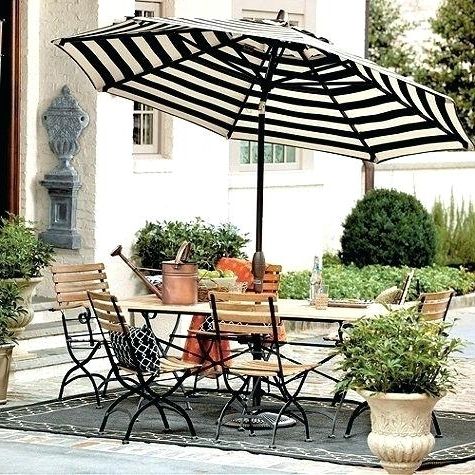 Well Liked Black And White Striped Patio Umbrellas Pertaining To Black And White Patio Umbrella Foot Auto Tilt Umbrella White Black (View 3 of 15)