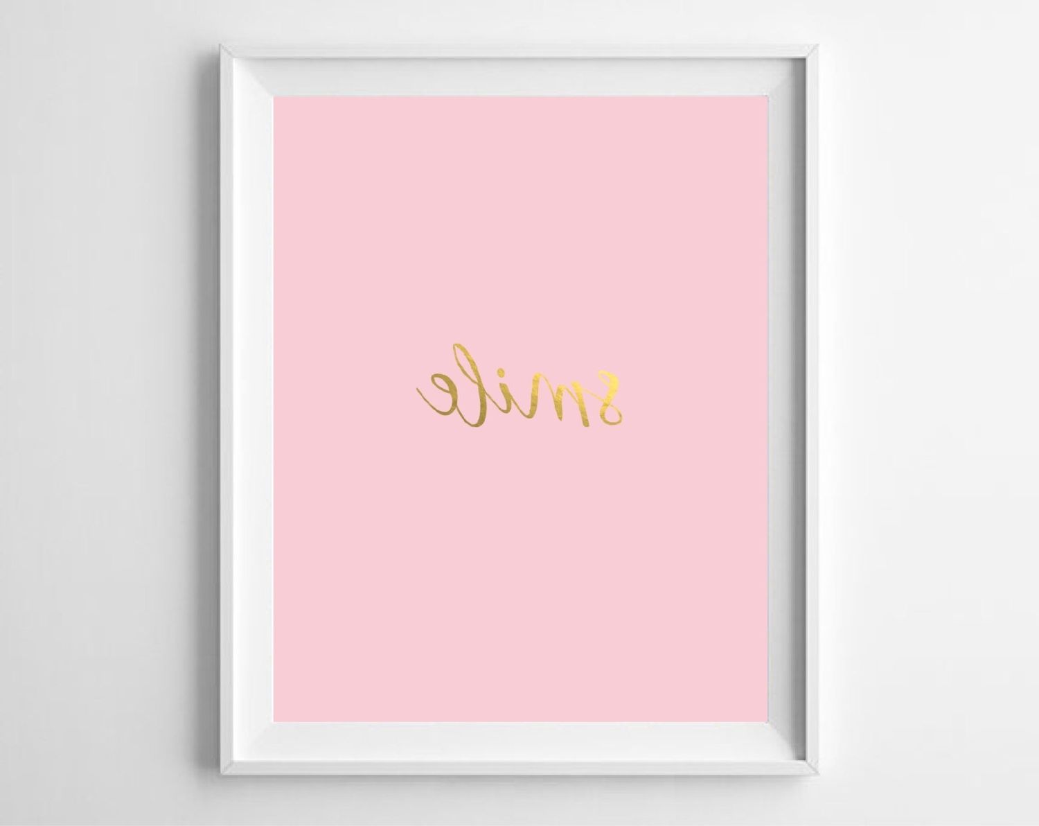 Well Liked Gold Wall Art With Smile Gold Foil Print Printable Blush Pink Gold Wall Art (View 4 of 15)