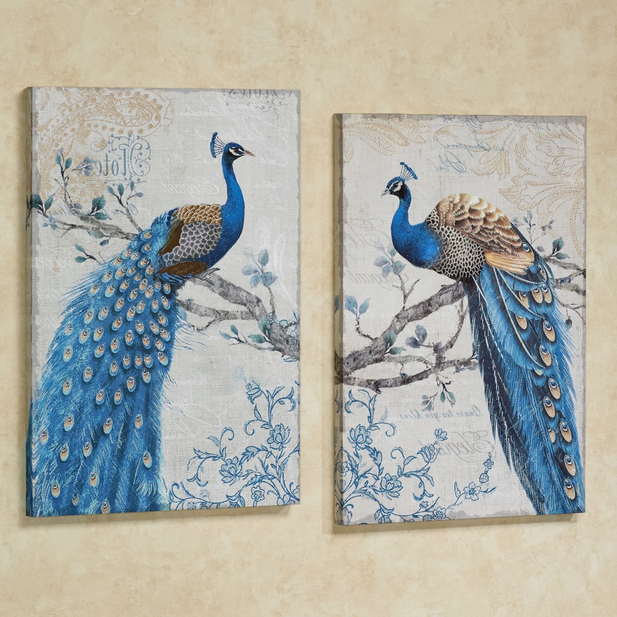 Well Liked Magnificent Peacock Giclee Canvas Wall Art Set Intended For Peacock Wall Art (Photo 1 of 15)